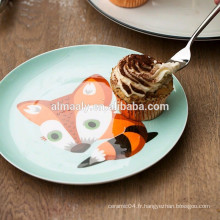 Plateau de dessert en porcelaine design renard